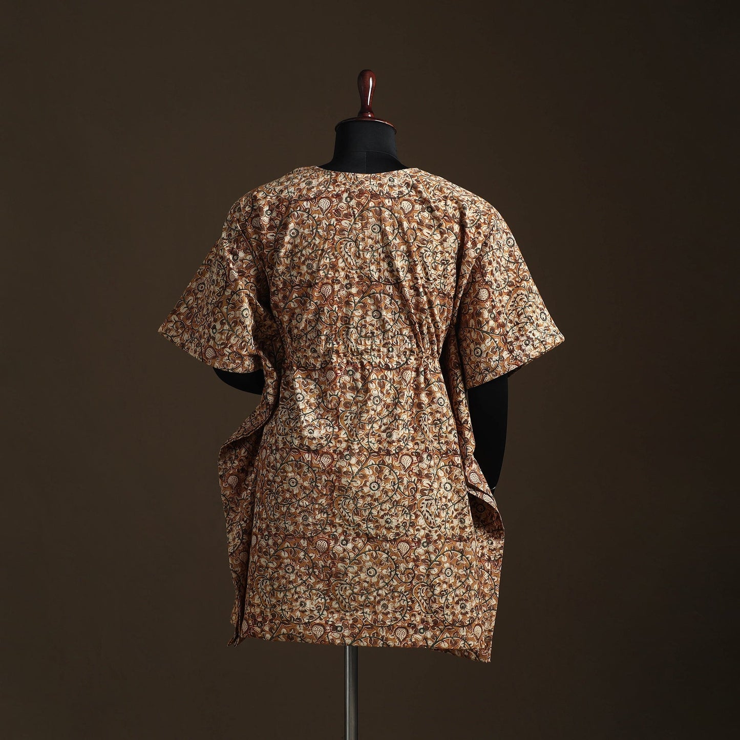 Natural dyed hand block kalamkari print cotton kaftan