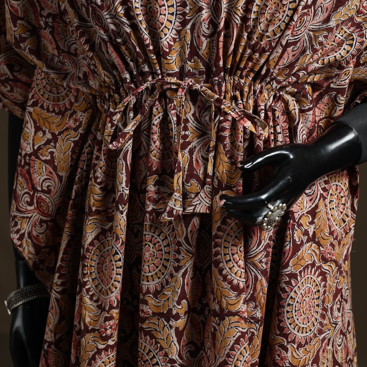 Natural dyed hand block kalamkari print cotton kaftan