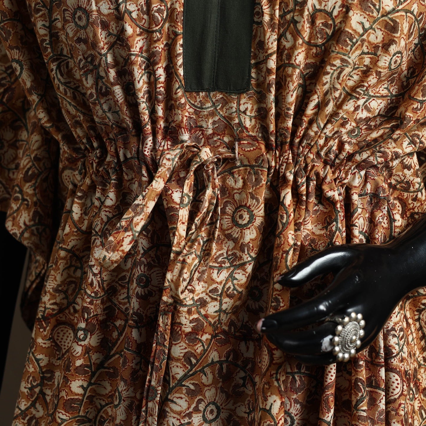 Natural dyed hand block kalamkari print cotton kaftan