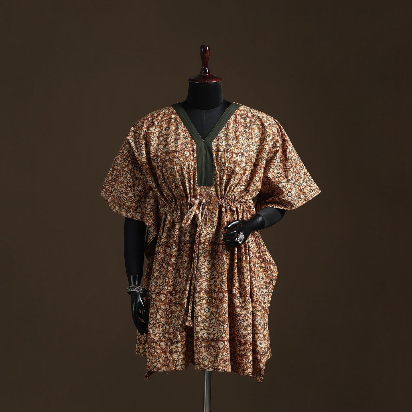 Natural dyed hand block kalamkari print cotton kaftan