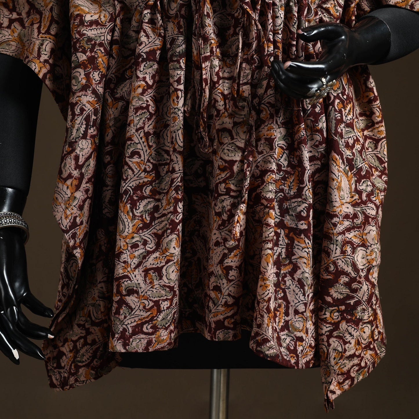 Natural dyed hand block kalamkari print cotton kaftan