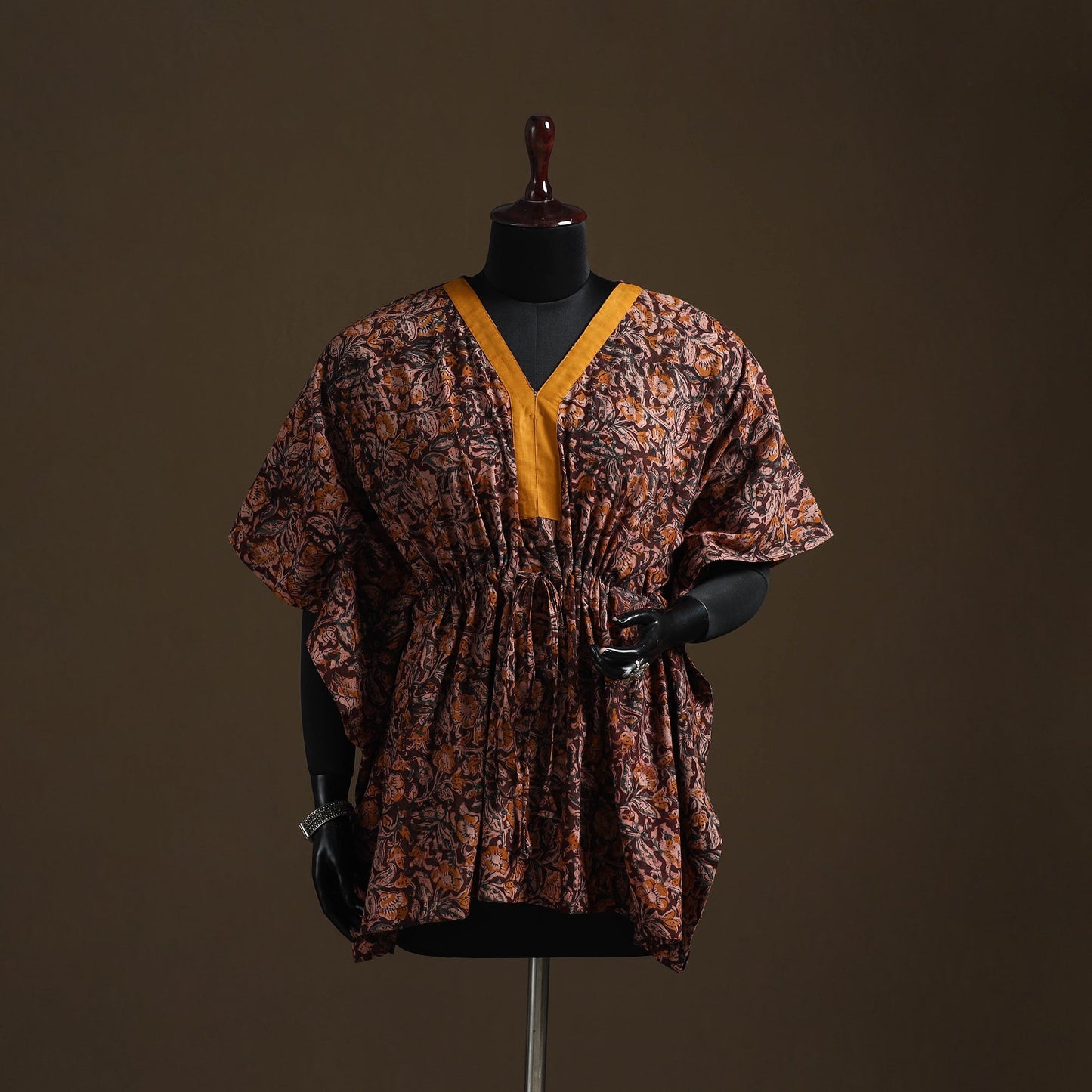 Natural dyed hand block kalamkari print cotton kaftan