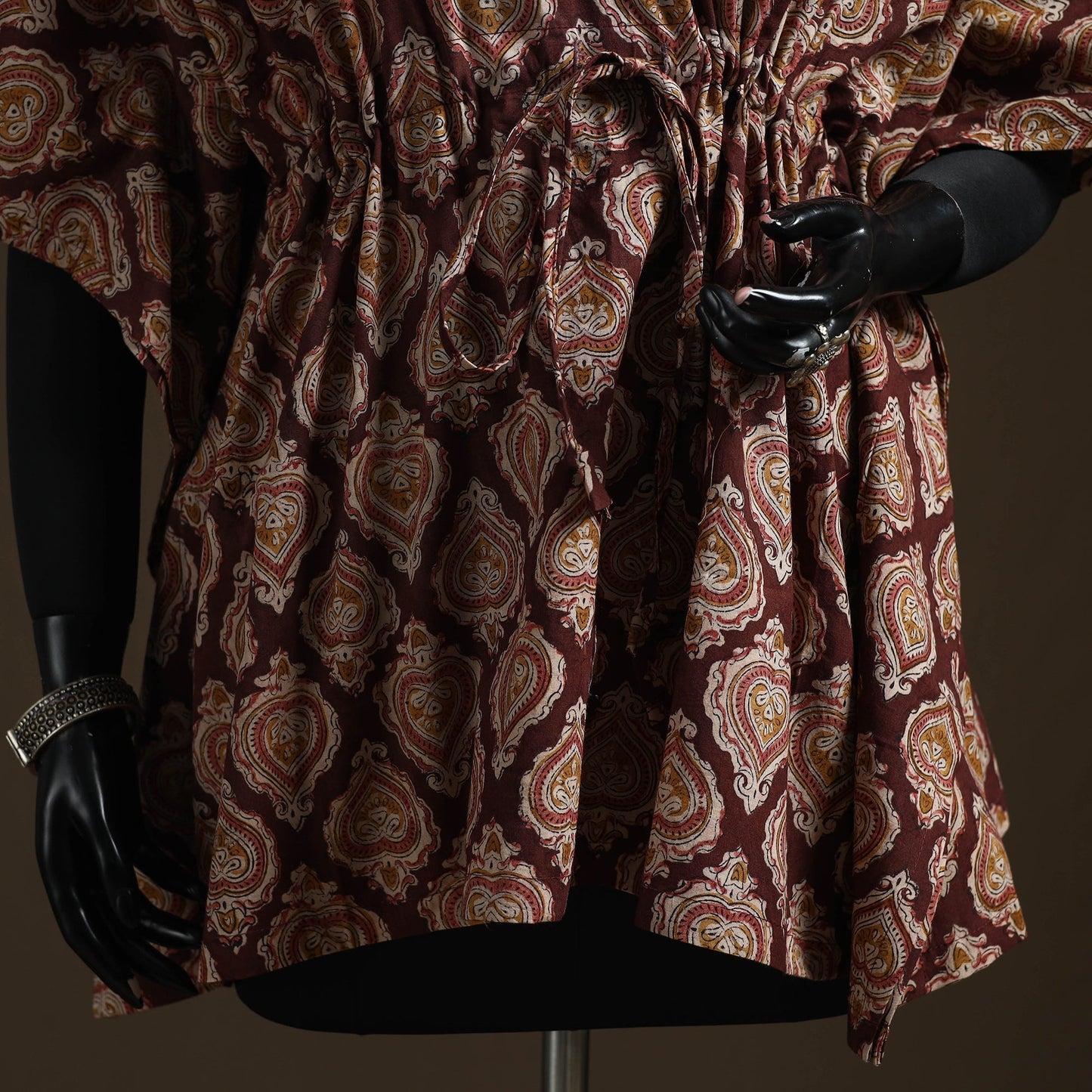 Natural dyed hand block kalamkari print cotton kaftan