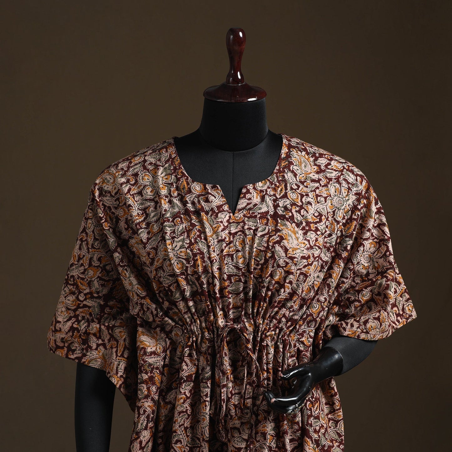 Natural dyed hand block kalamkari print cotton kaftan