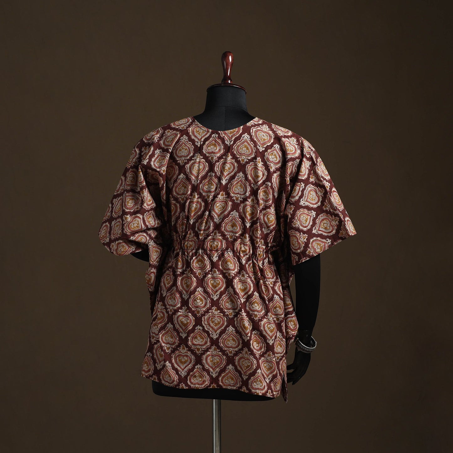Natural dyed hand block kalamkari print cotton kaftan