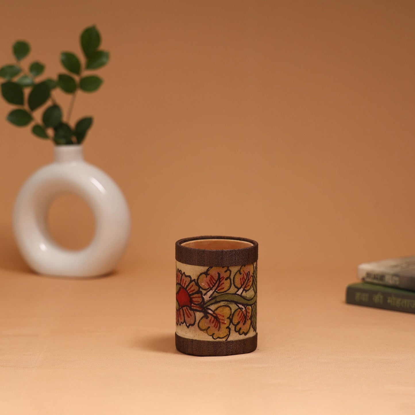 Natural dyed handpainted kalamkari pen stand 15