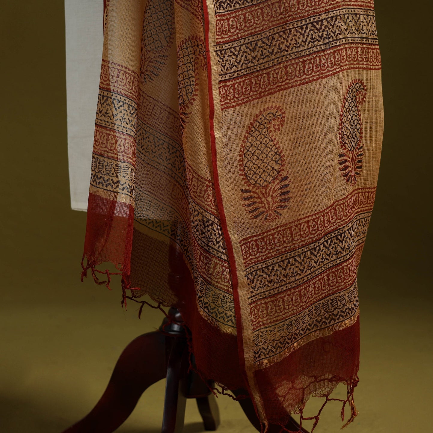Natural dyed kota doria cotton hand block bagh print