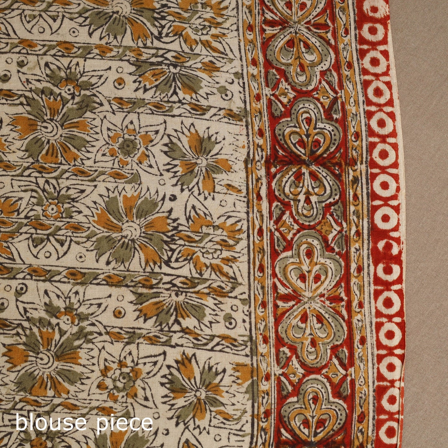 Brown Pedana Block Print Cotton Kalamkari Saree