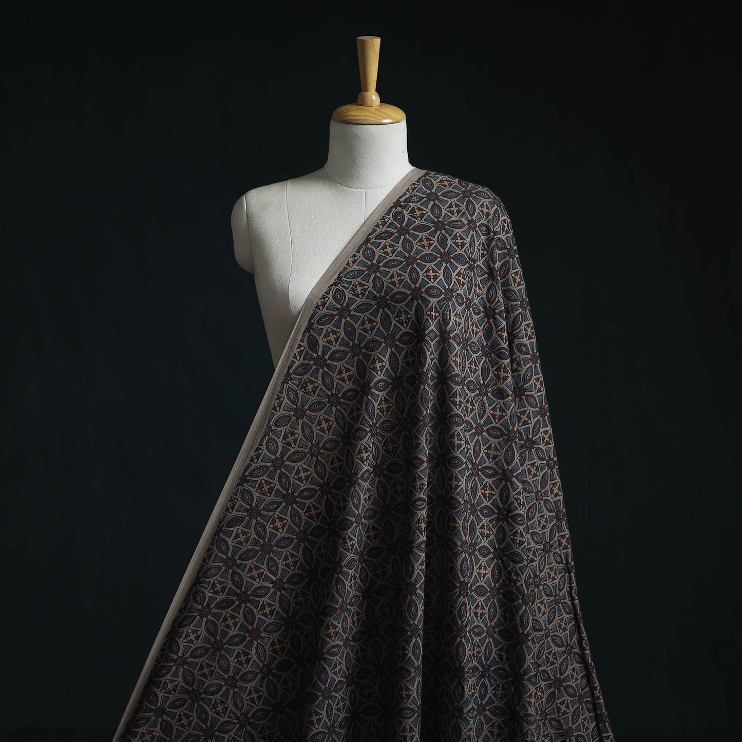 Natural dyed pure mul cotton hand block ajrakh print fabric