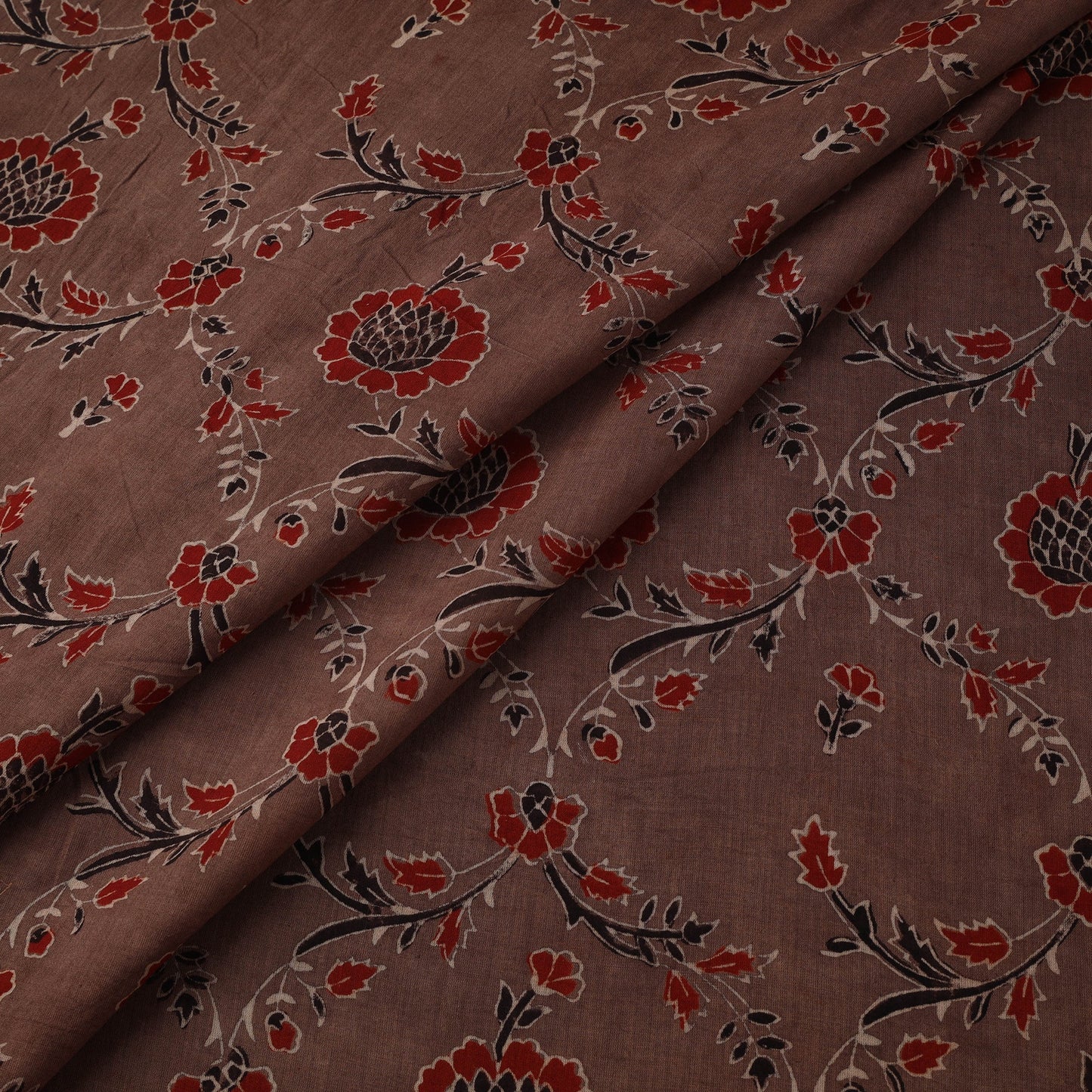 Natural dyed pure mul cotton hand block ajrakh print fabric