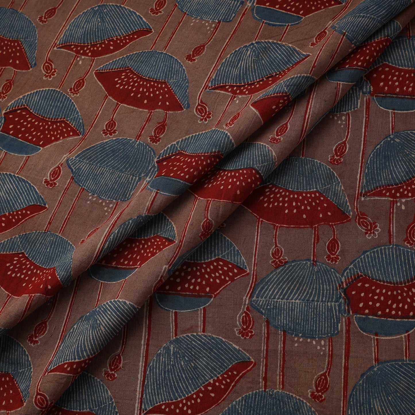 Natural dyed pure mul cotton hand block ajrakh print fabric