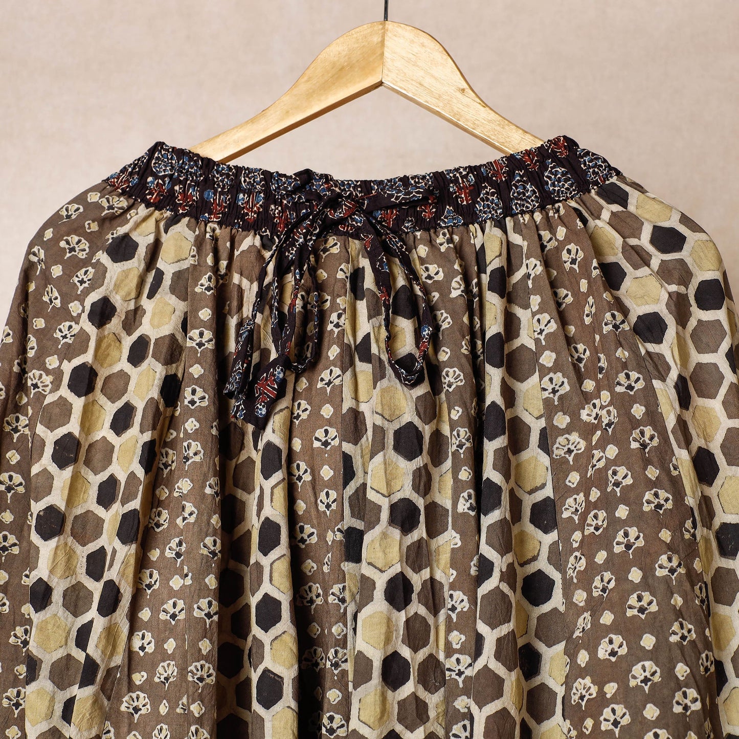 24 Kali Ajrakh Block Printed Patchwork Cotton Long Skirt