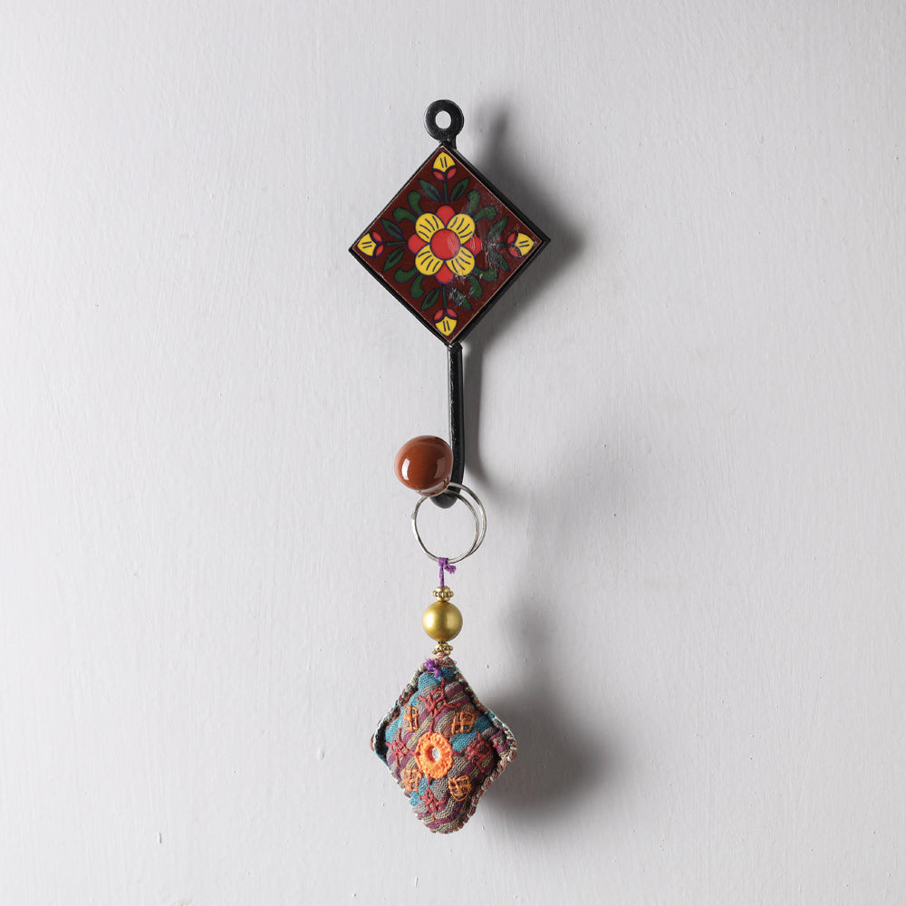 Original Blue Pottery Ceramic Tile Wall Hook Hanger (1 Peg)