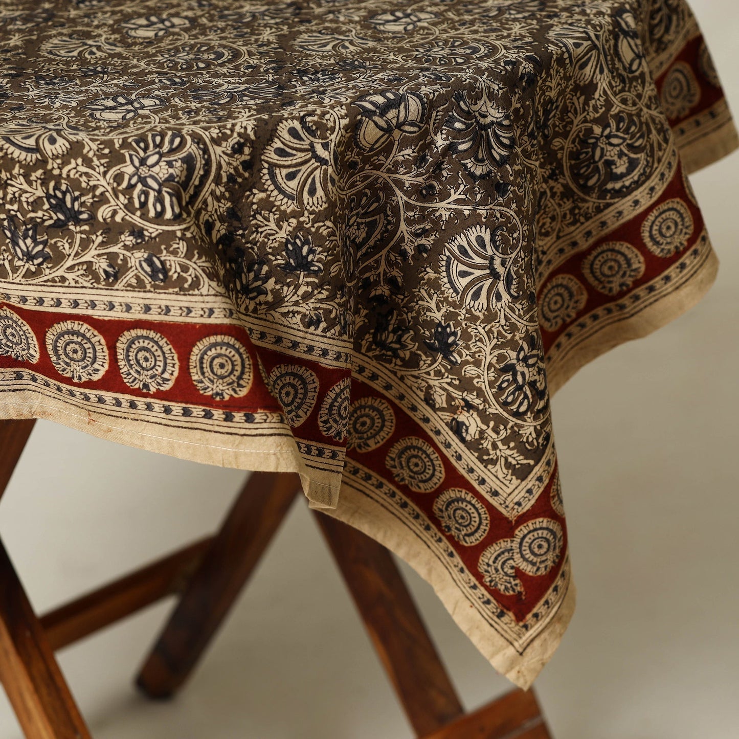 Brown - original pedana kalamkari natural dyed cotton table