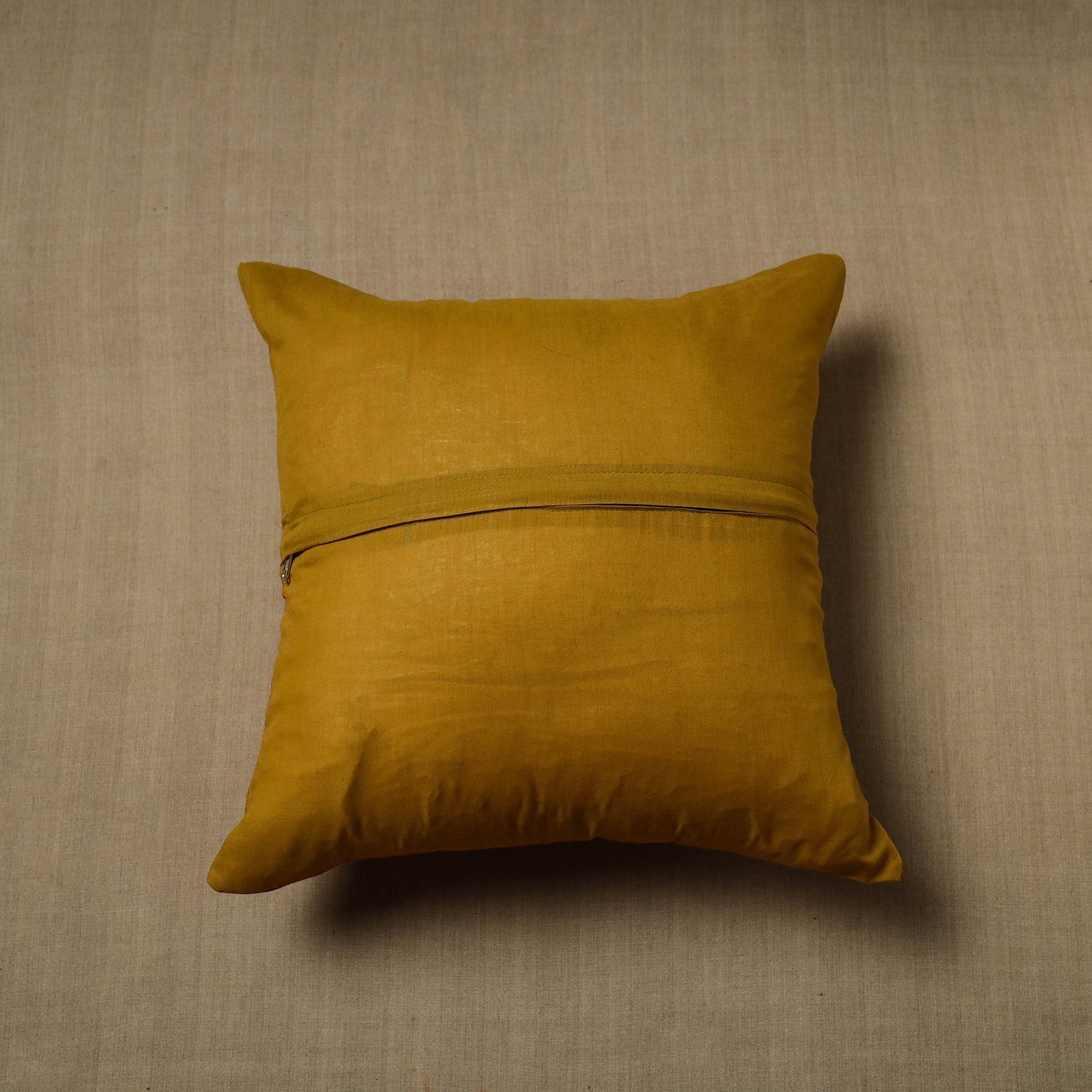 Brown - patchwork cotton kanchipuram cushion cover (16 x 16