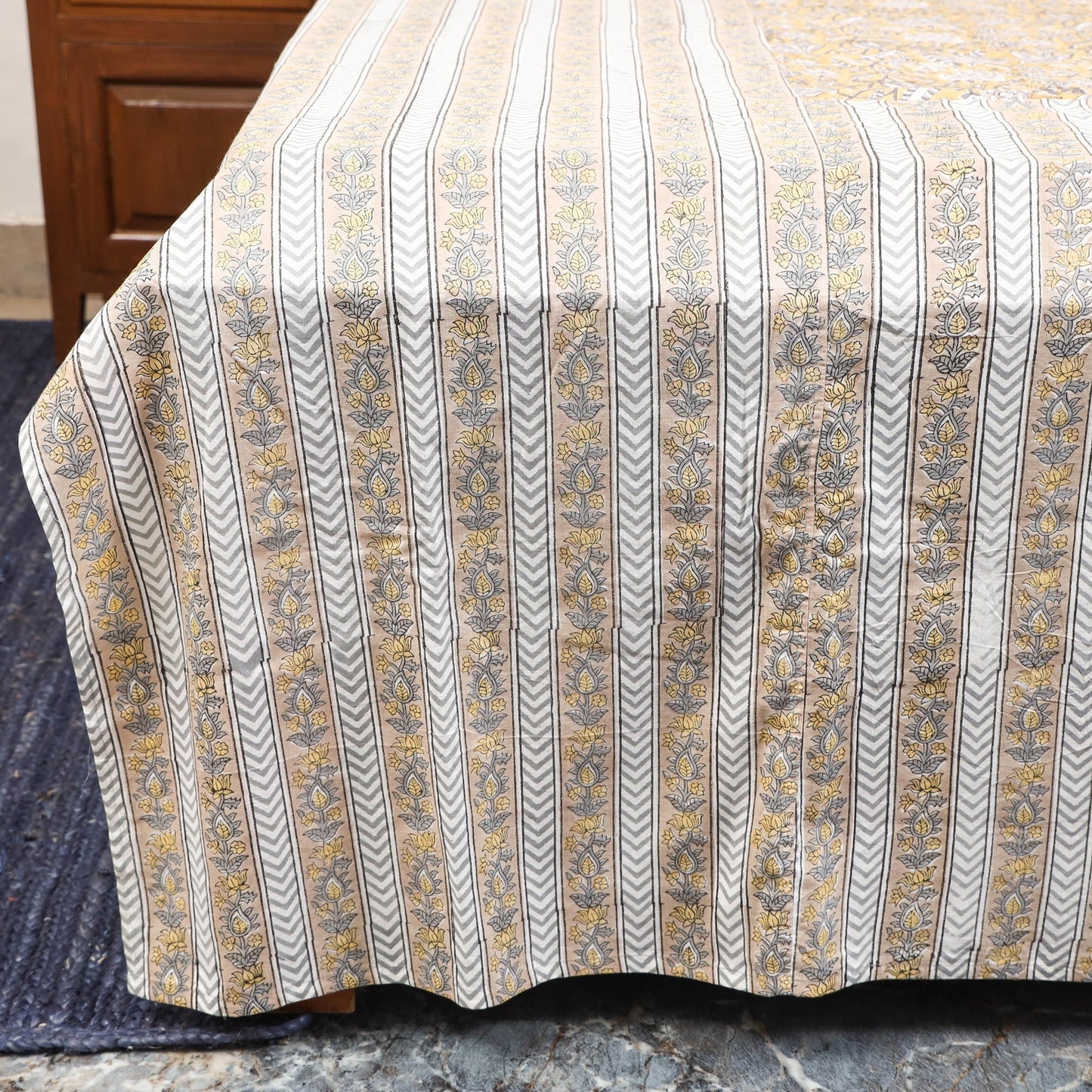 Patchwork hand double sanganeri bedsheet set (108 x 90 in)