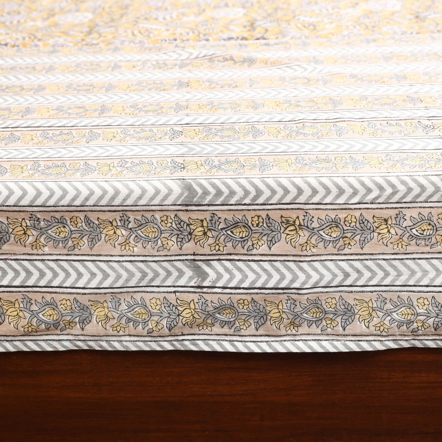 Patchwork hand double sanganeri bedsheet set (108 x 90 in)