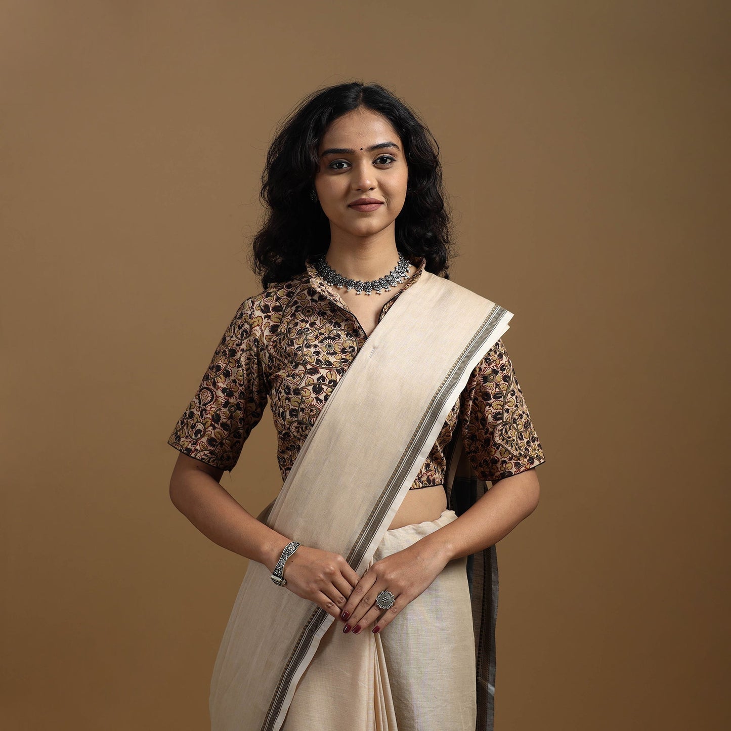 Pedana cotton natural dyed kalamkari readymade blouse 07