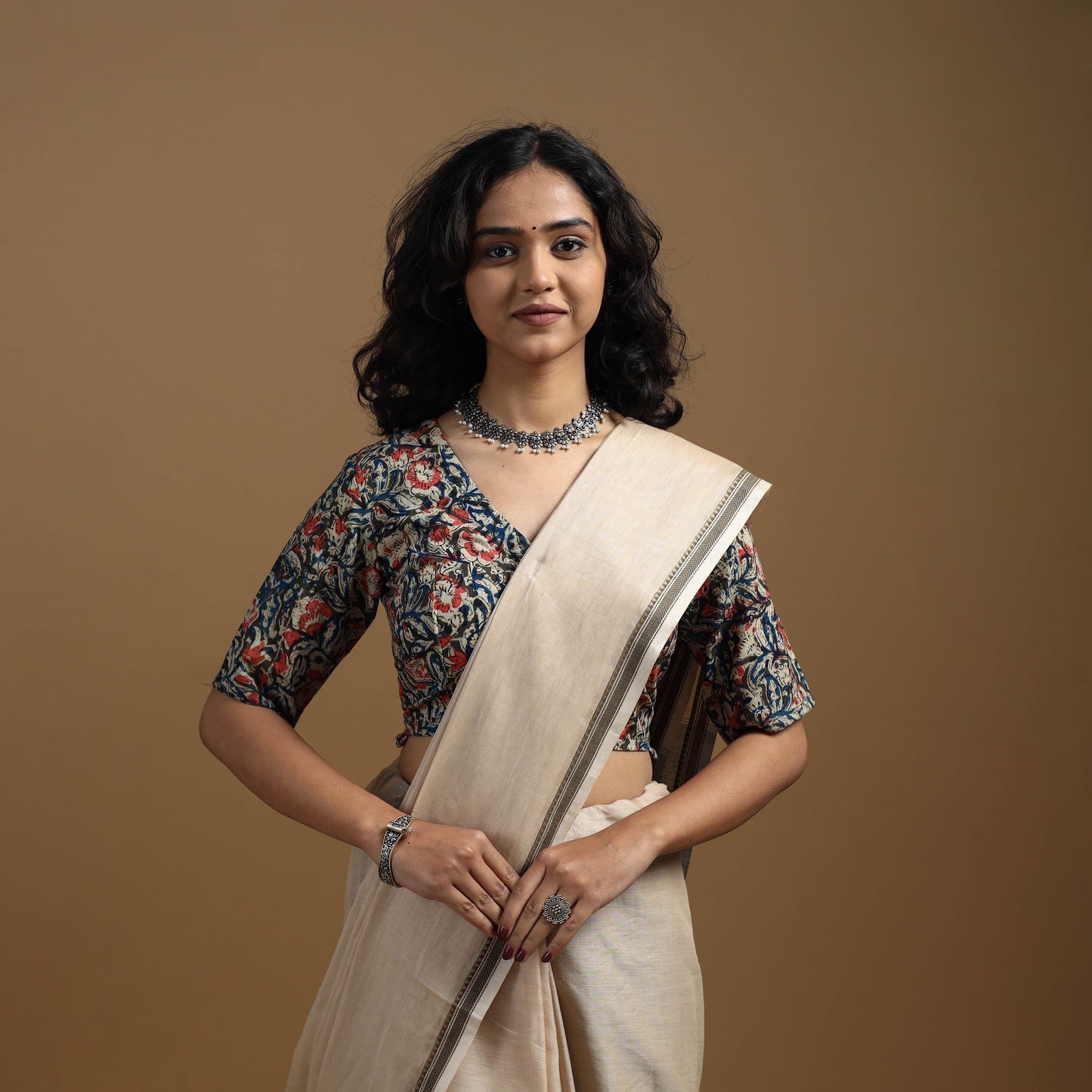 Pedana cotton natural dyed kalamkari readymade blouse 01