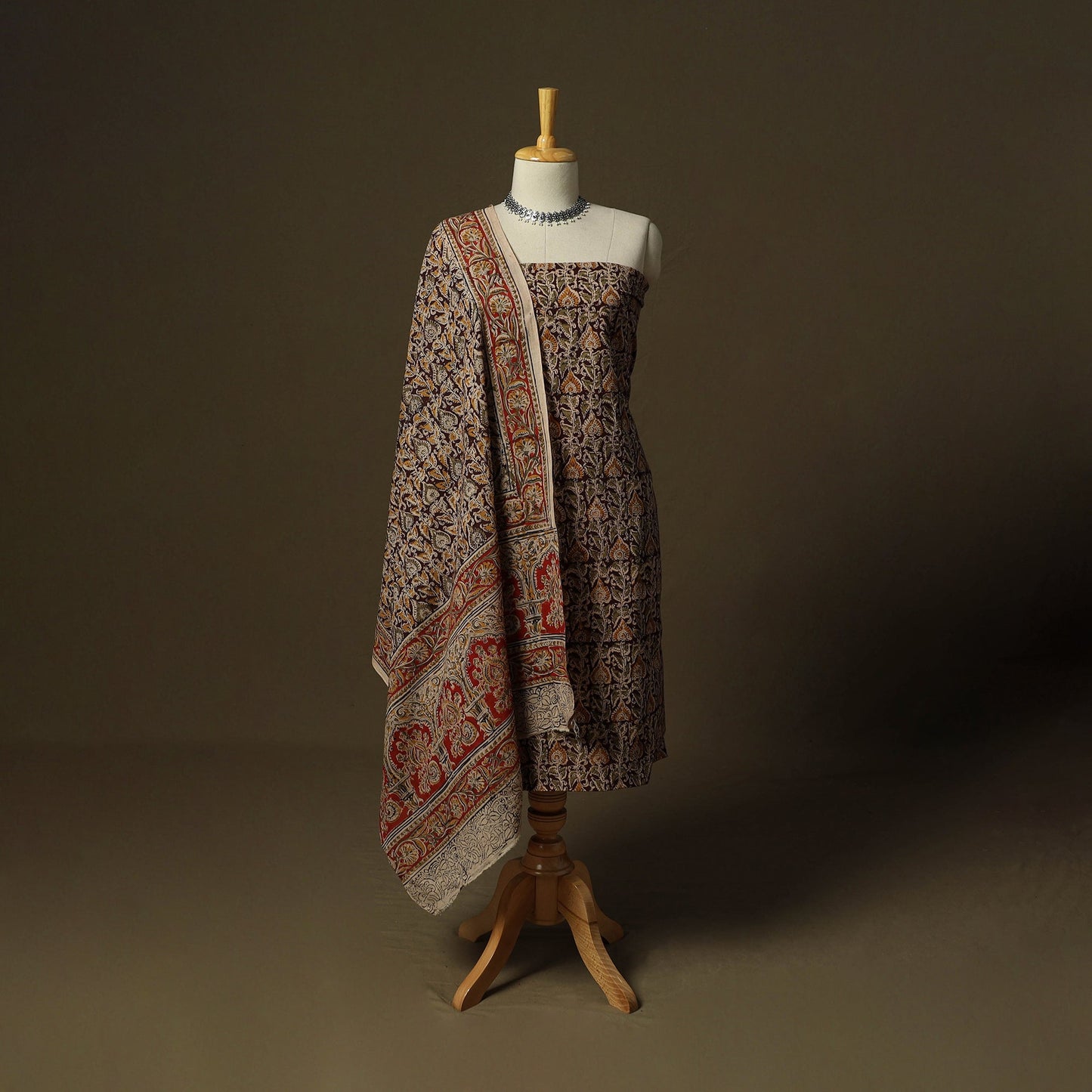 Pedana hand block print natural dyed cotton kalamkari 2pc