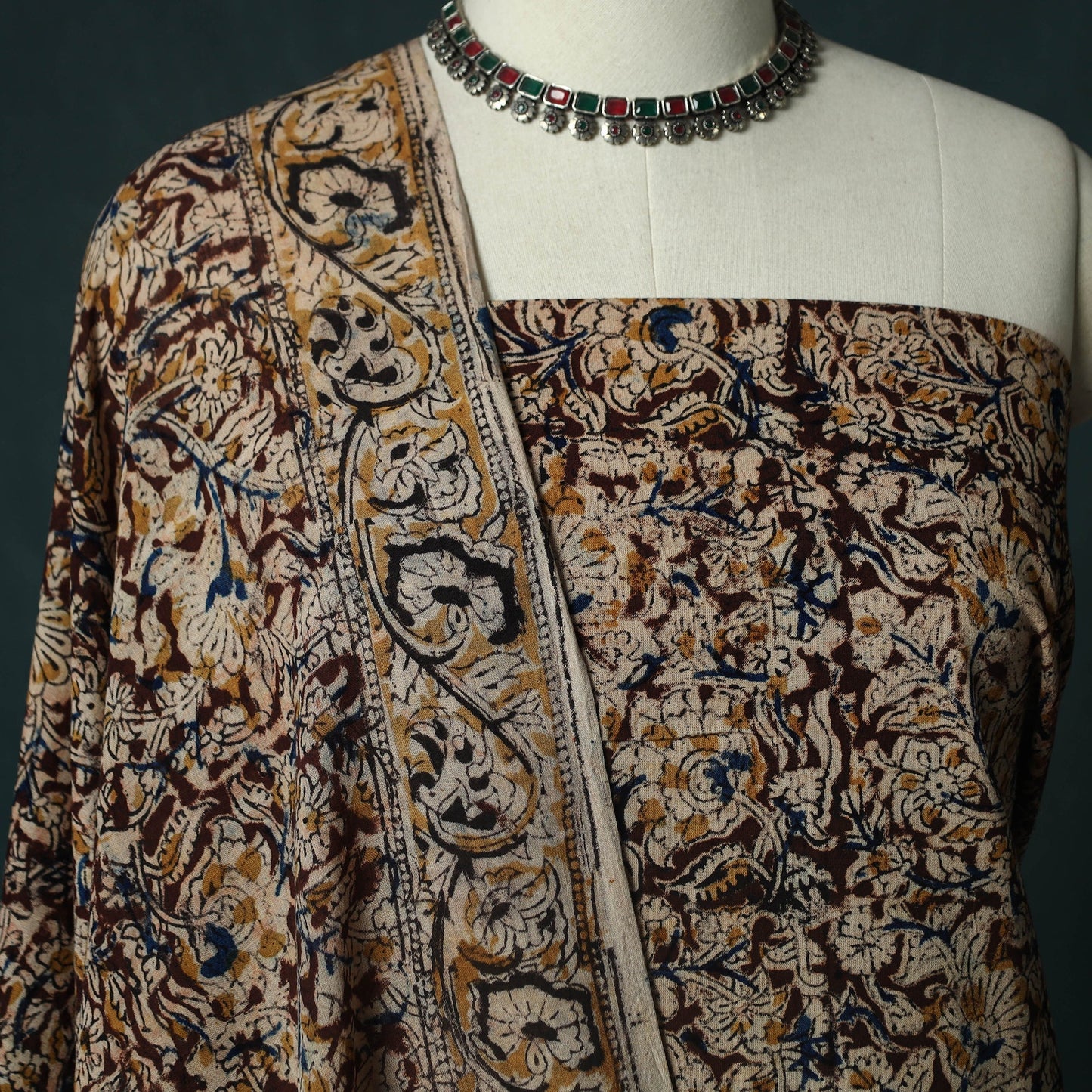 Pedana hand block print natural dyed cotton kalamkari 2pc