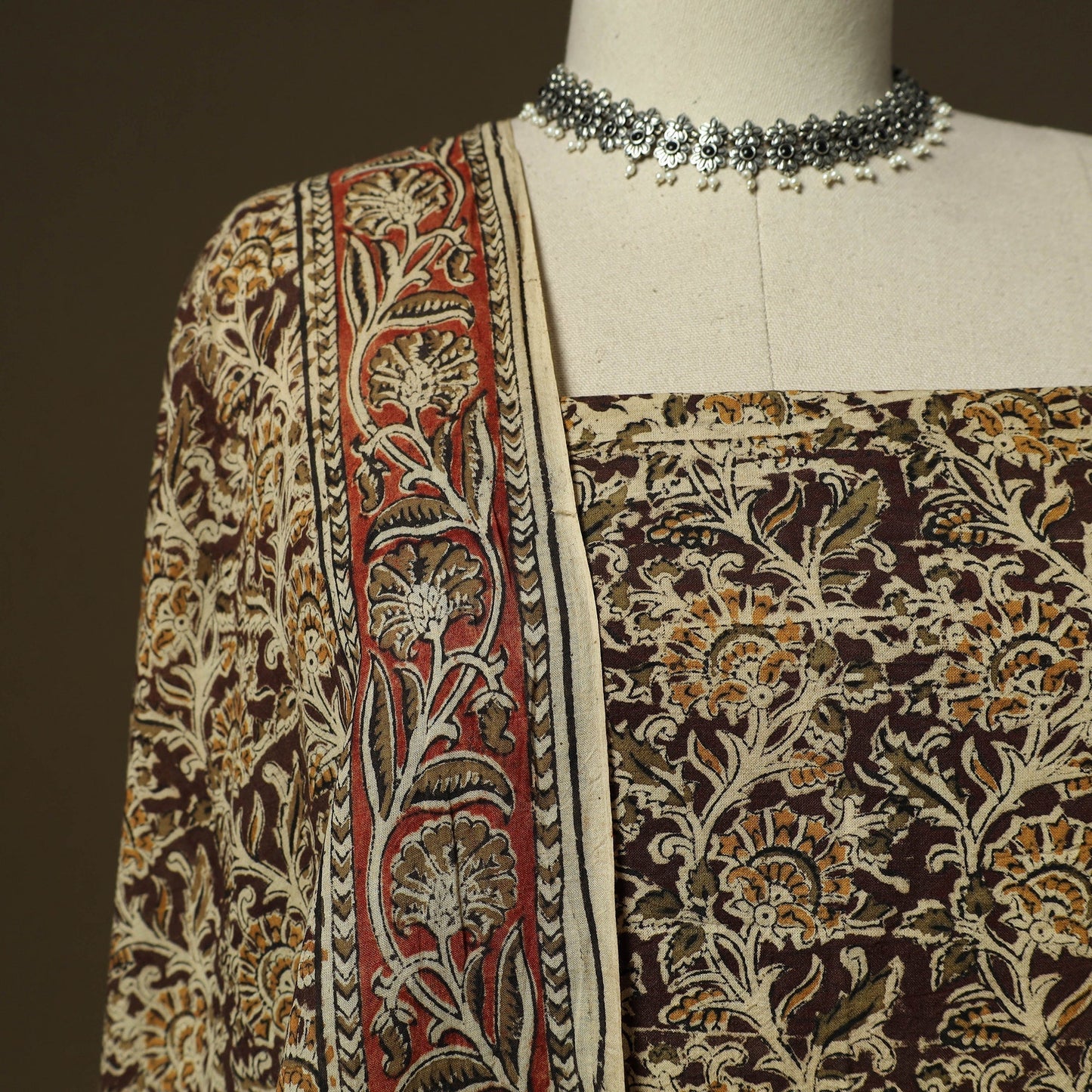 Pedana hand block print natural dyed cotton kalamkari 2pc