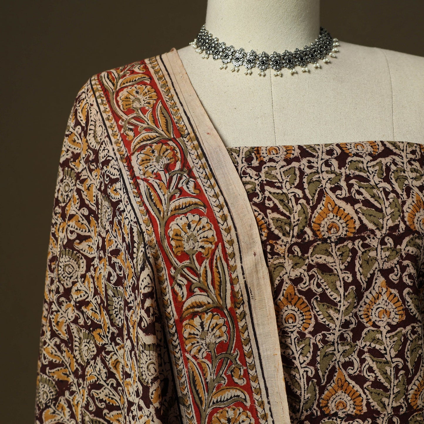 Pedana hand block print natural dyed cotton kalamkari 2pc