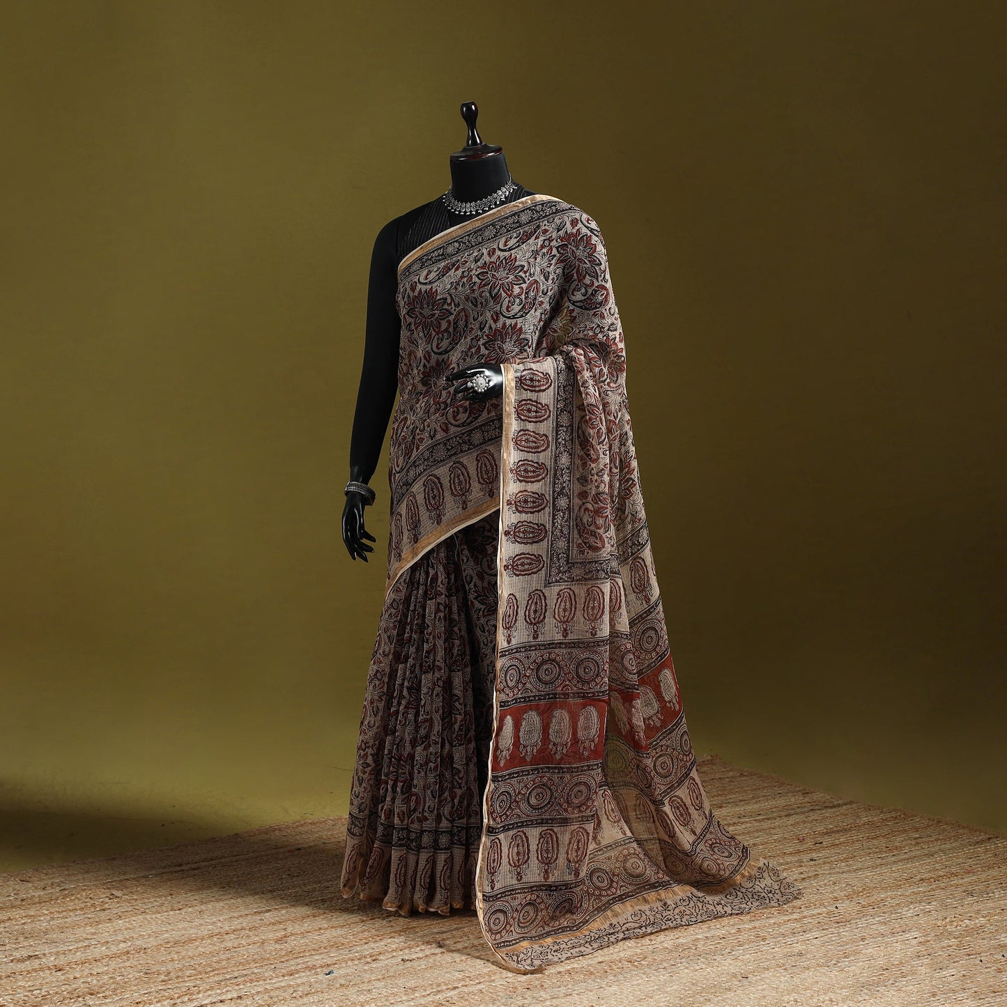 Pedana hand block print natural dyed kota doria cotton