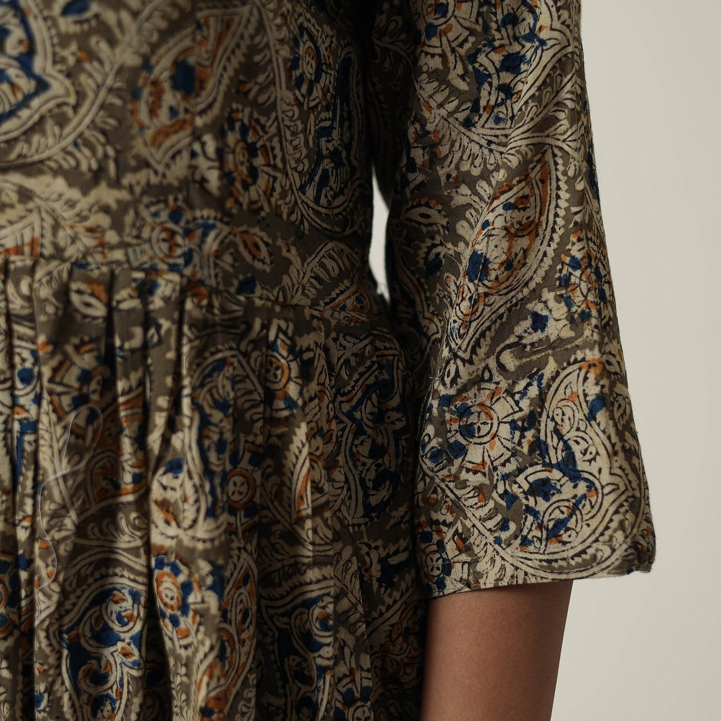 Pedana Kalamkari Block Printed Cotton Flared Dress 09