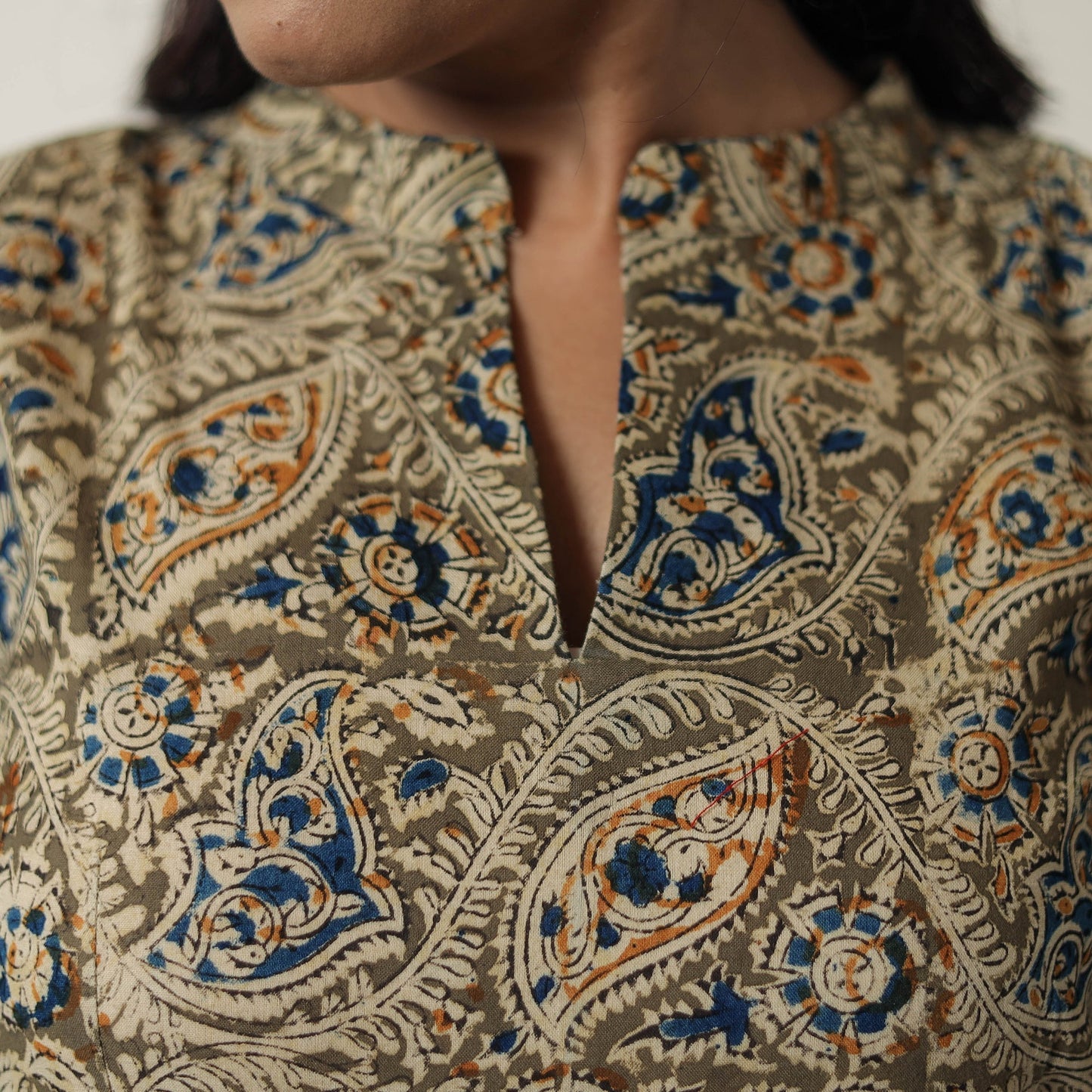 Pedana Kalamkari Block Printed Cotton Flared Dress 09