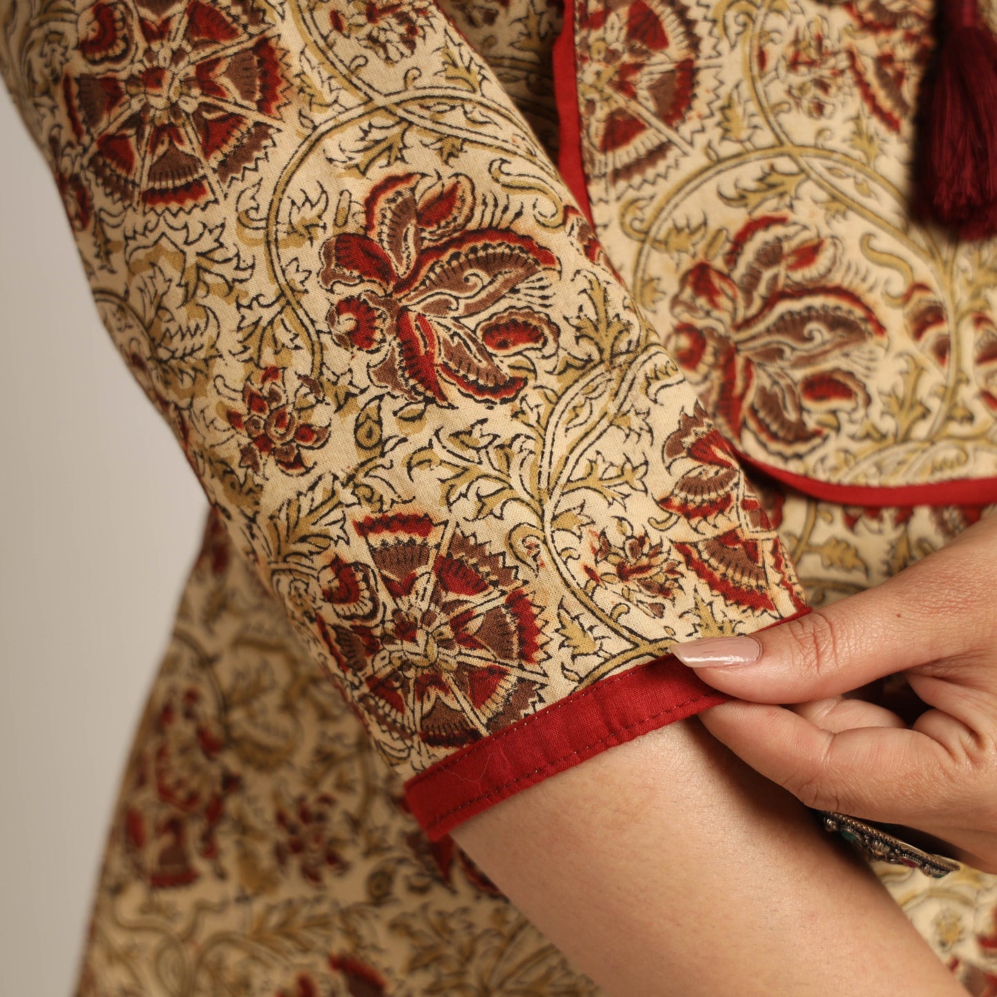 Buy Pedana Kalamkari Block Printed Cotton Kurta with Palazzo Set Online at iTokri.com