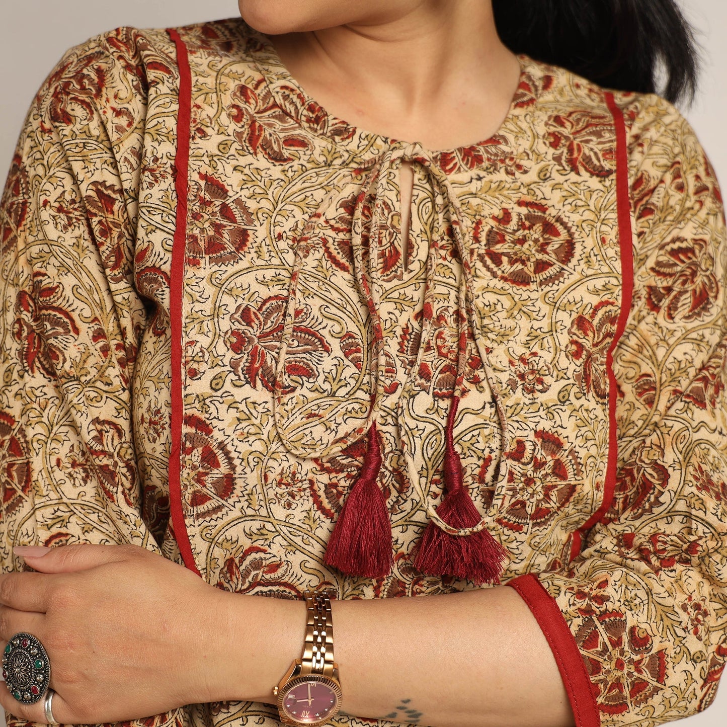 Buy Pedana Kalamkari Block Printed Cotton Kurta with Palazzo Set Online at iTokri.com