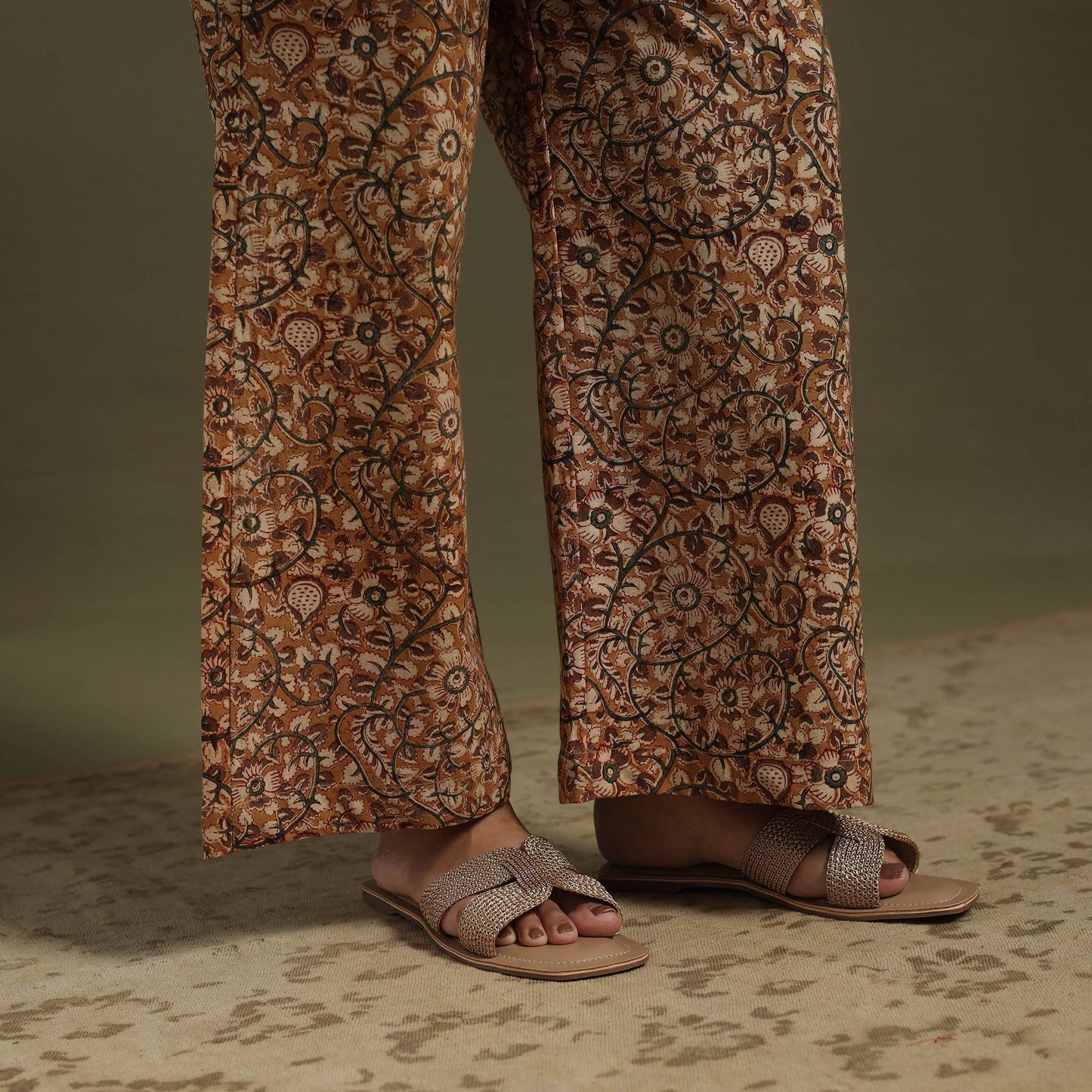 Brown Pedana Natural Dyed Block Print Kalamkari Co-ord Set