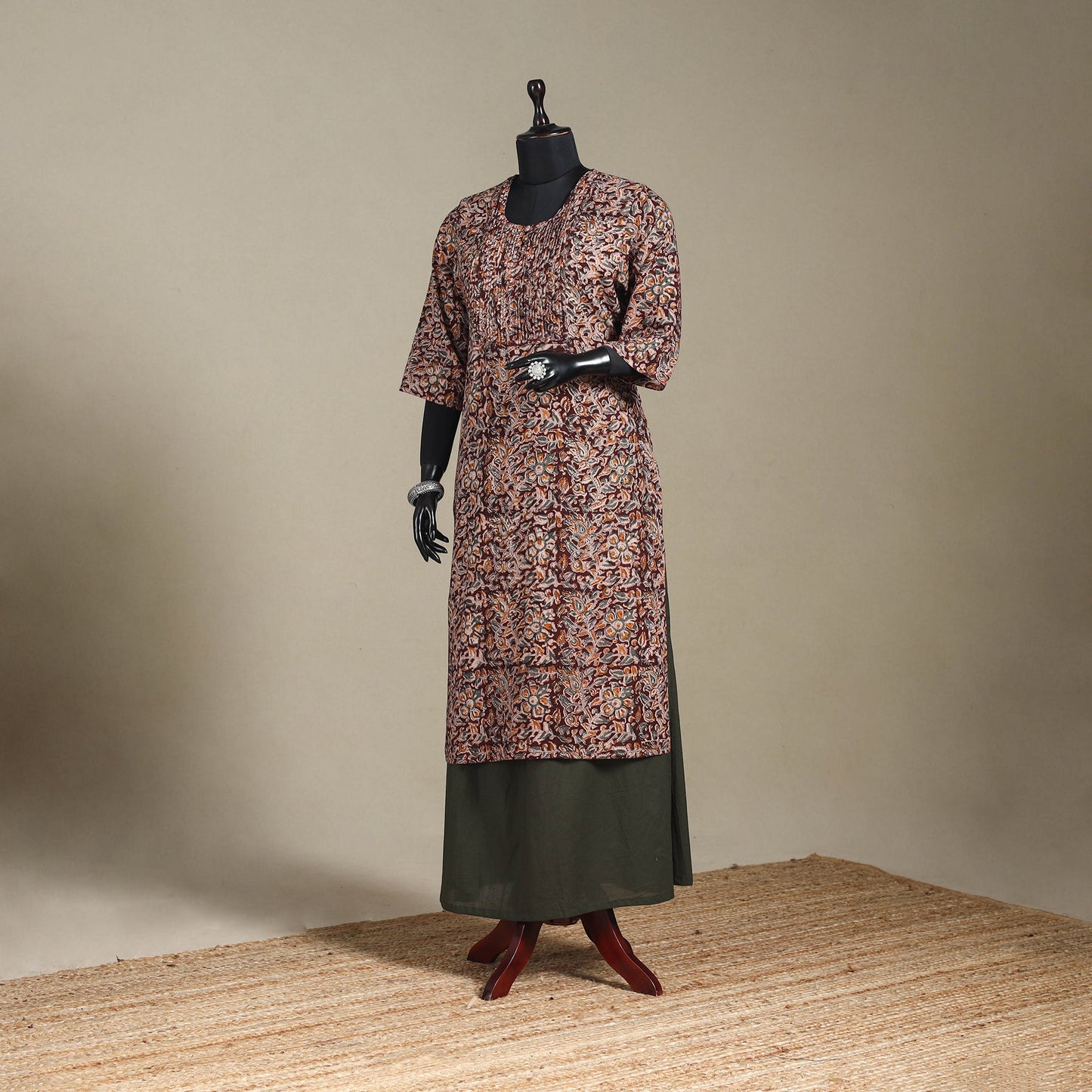 Brown - pedana natural dyed cotton straight pintuck