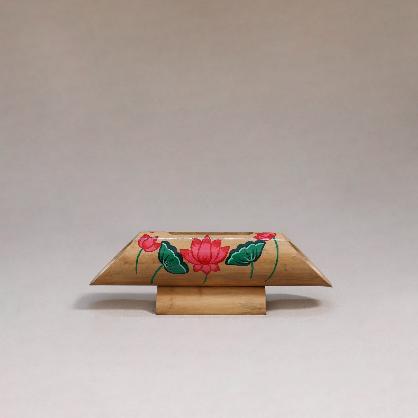 Pichwai handpainted hand carved natural bamboo wood phone