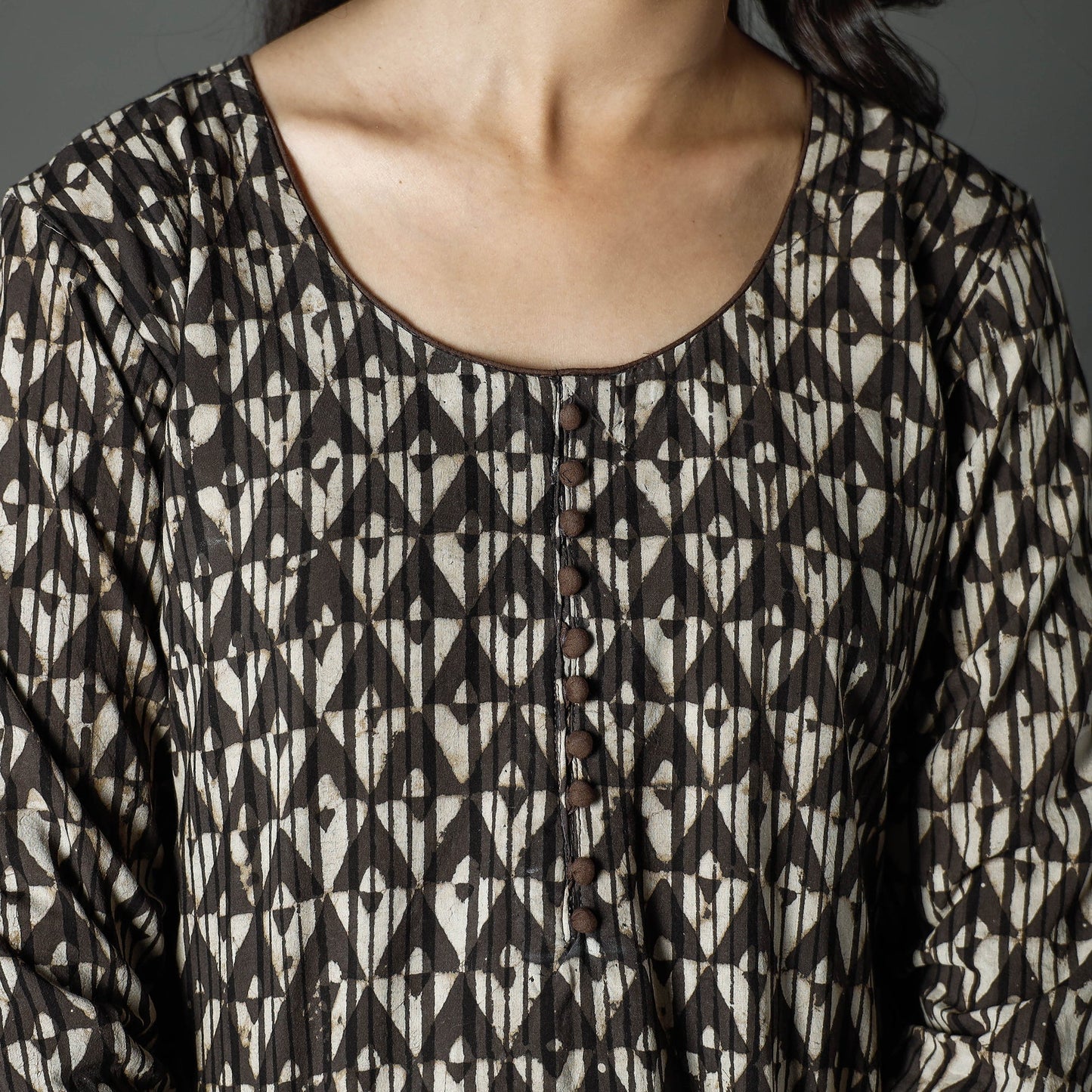 Pipad Block Printed Cotton Long Kurta for Women