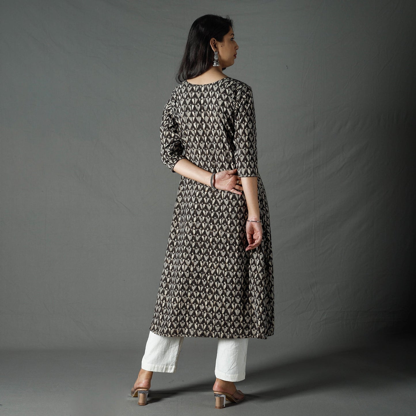 Pipad Block Printed Cotton Long Kurta for Women