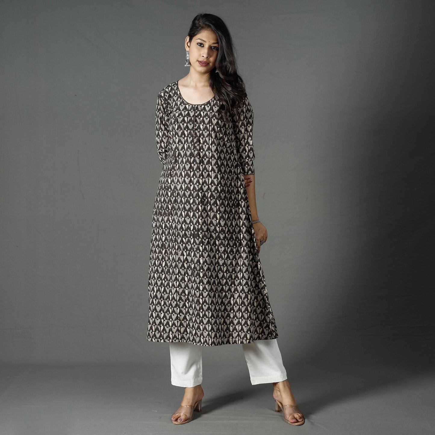 Pipad Block Printed Cotton Long Kurta for Women