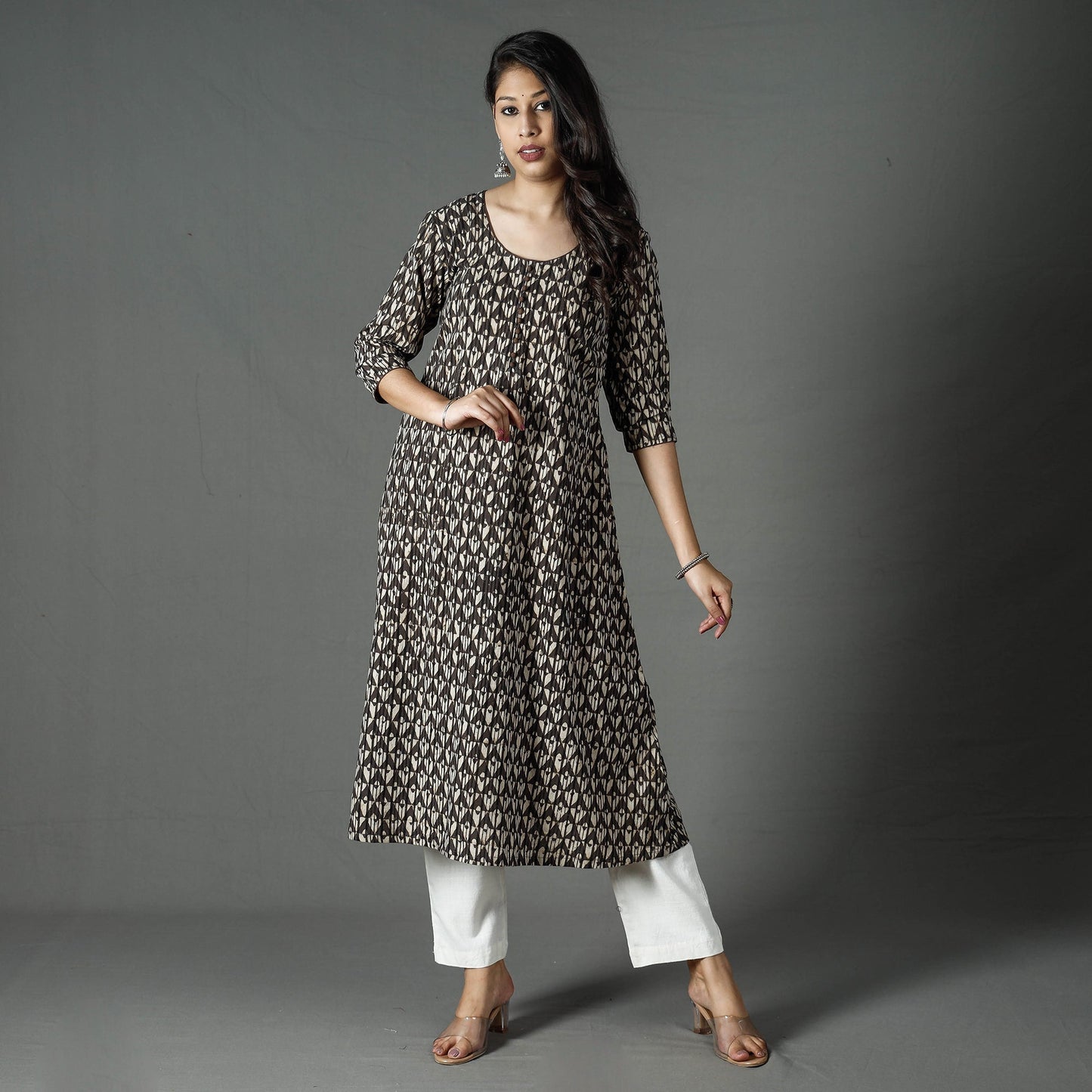Pipad Block Printed Cotton Long Kurta for Women