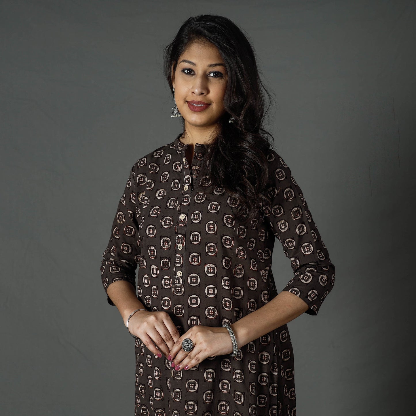 Pipad Block Printed Cotton Long Kurta for Women