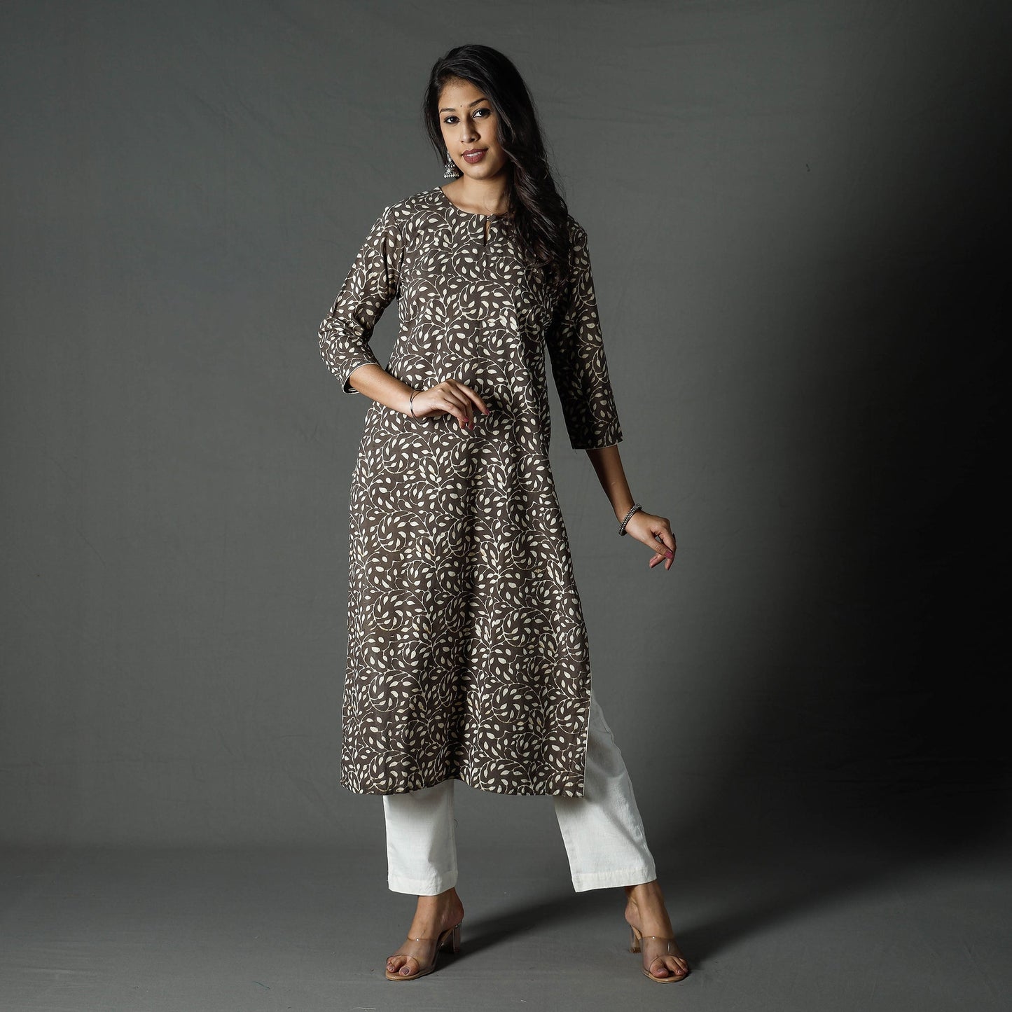 Buy Pipad Block Printed Cotton Long Kurta for Women