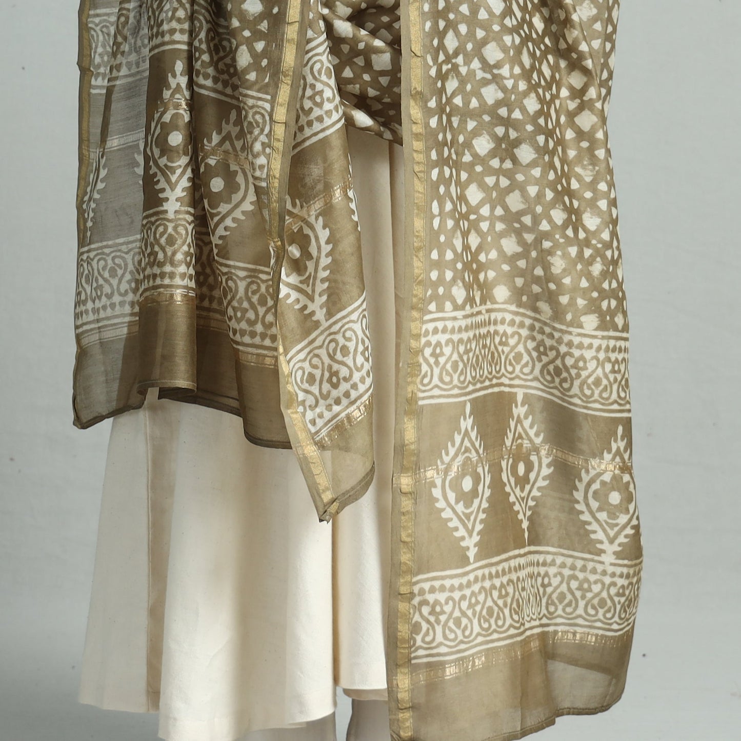 Pipad Block Printed Handloom Chanderi Silk Dupatta 65 Online