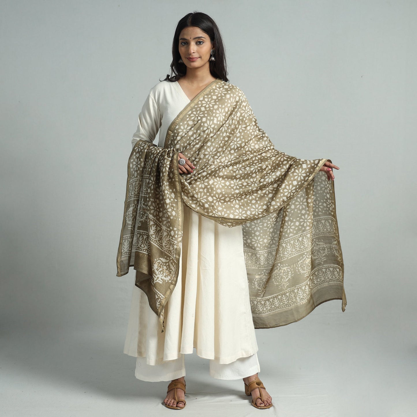Pipad Block Printed Handloom Chanderi Silk Dupatta 74