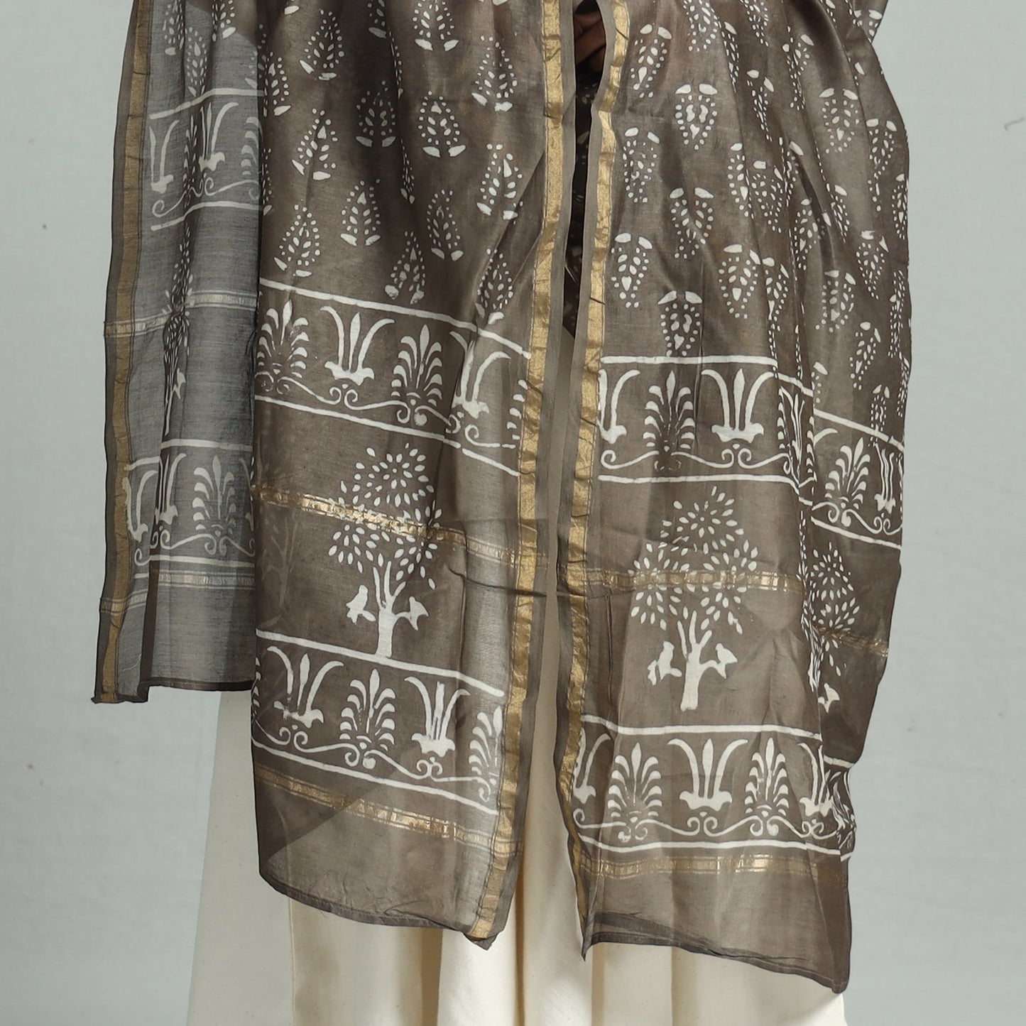 Pipad Block Printed Handloom Chanderi Silk Dupatta 77 Online