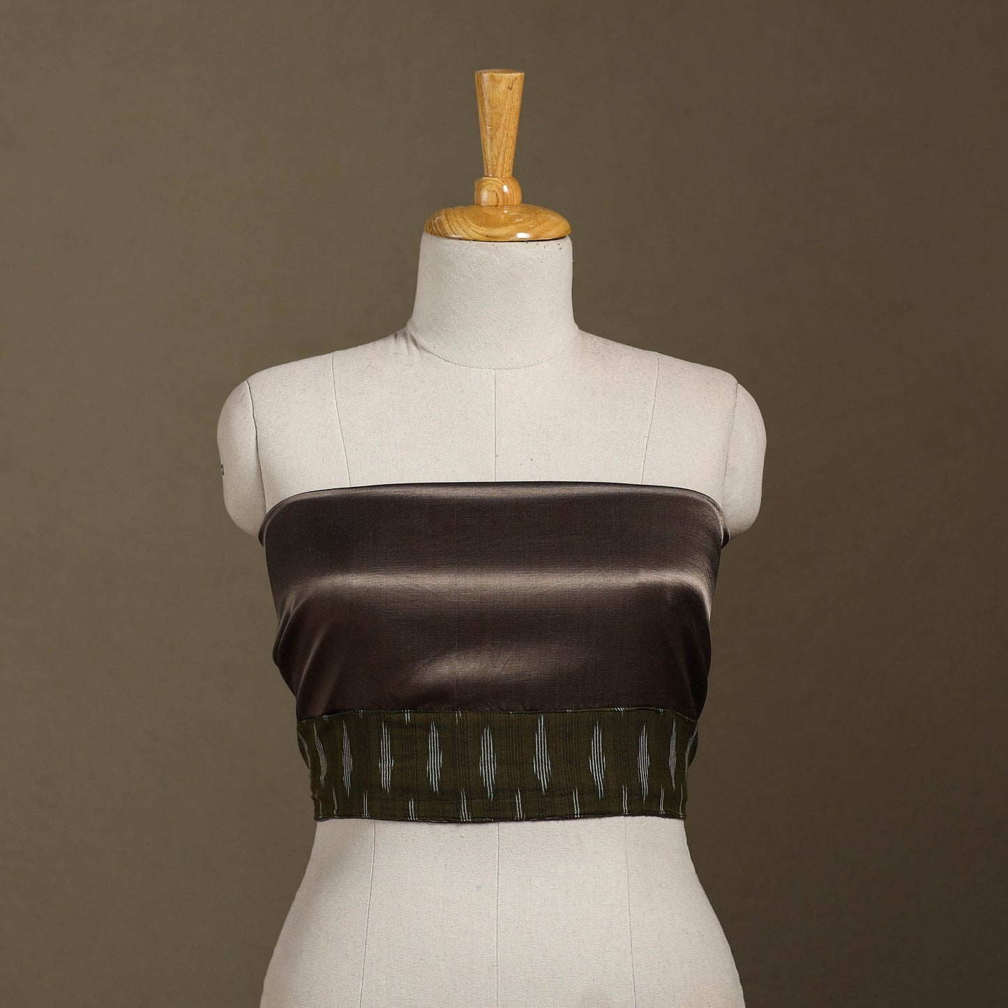 Brown Plain Mashru Silk Blouse Piece