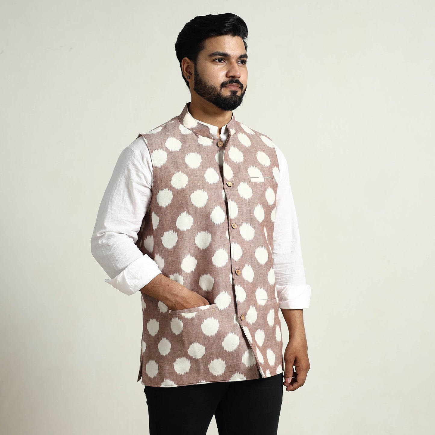 Pochampally Ikat Cotton Nehru Jacket