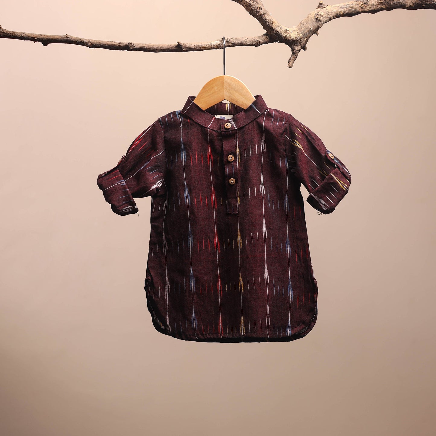 Brown - pochampally ikat cotton kids kurta (6-12 months) 30