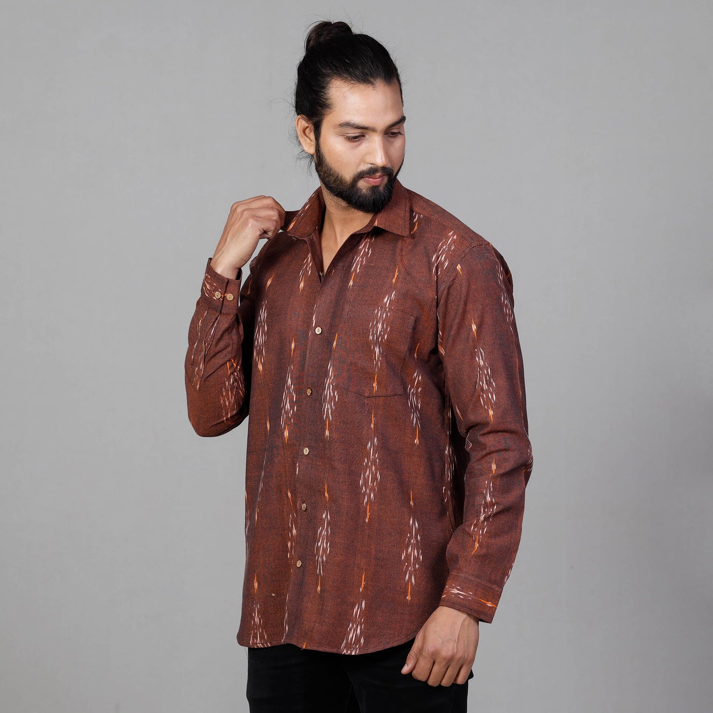 Buy Pochampally Ikat Cotton Men Full Sleeve Shirt Online at iTokri.com