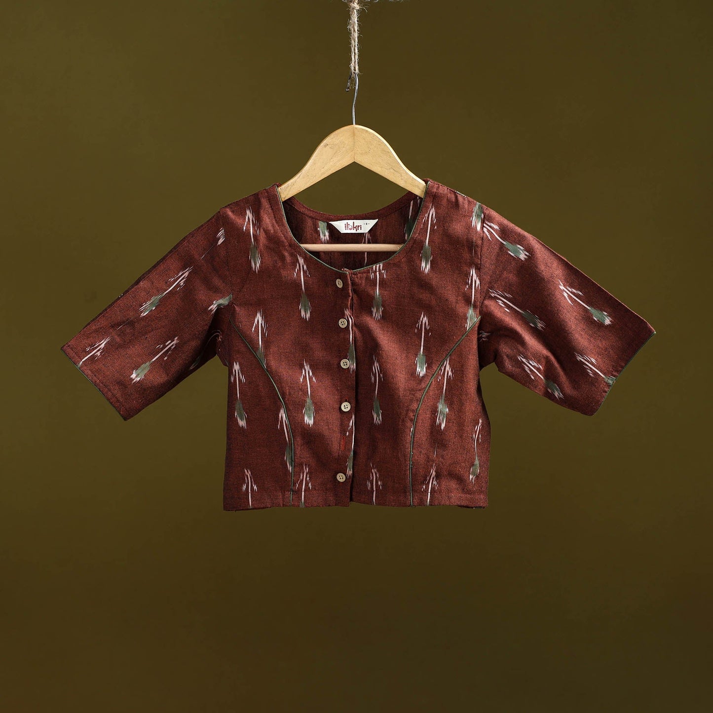 Pochampally ikat cotton readymade blouse 05 - handcrafted