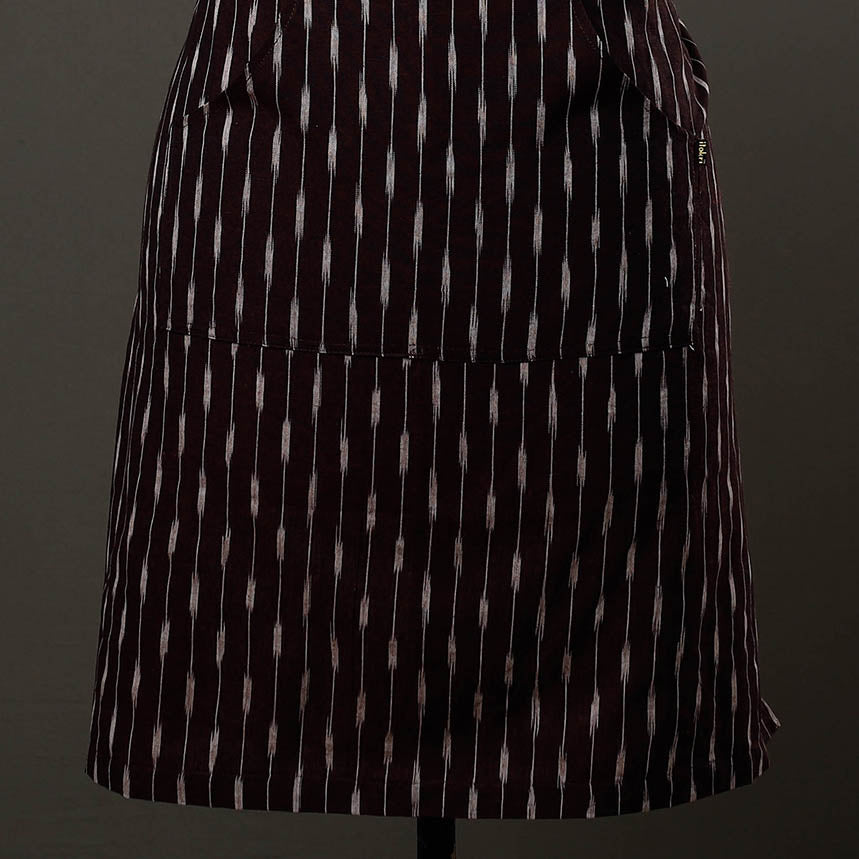 Brown Pochampally Ikat Weave Cotton Apron with Pocket